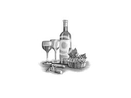 wine bottle & glasses